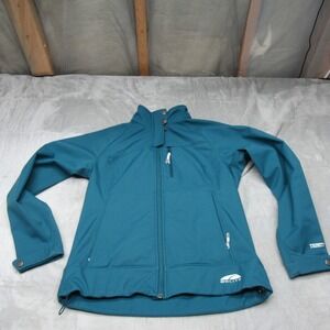 GoLite Jacket Women Medium Blue Softshell Fleece Lined Rain Wind Trinity FullZip